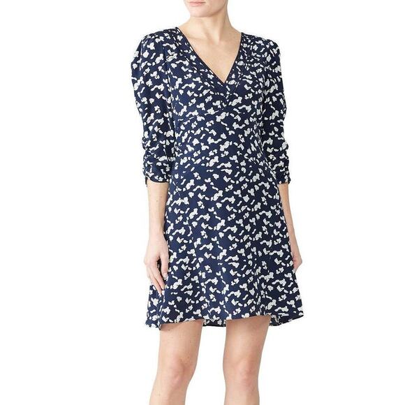 Tanya Taylor Dylan Dress Silk Three Quarter Sleeve Navy Size 14 - Picture 1 of 12
